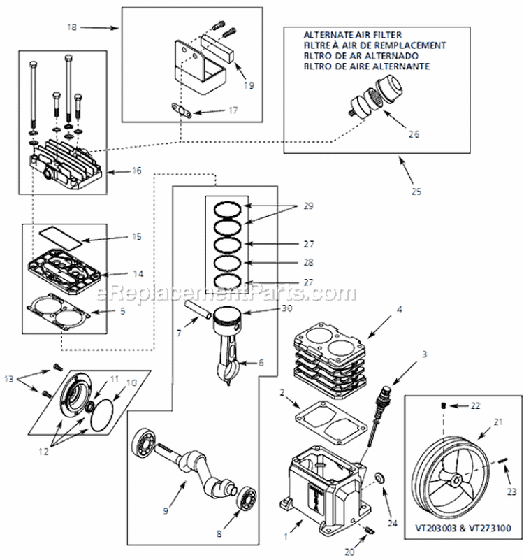 Page B Diagram and Parts List for VT627504 2004 Campbell Hausfeld Compressor
